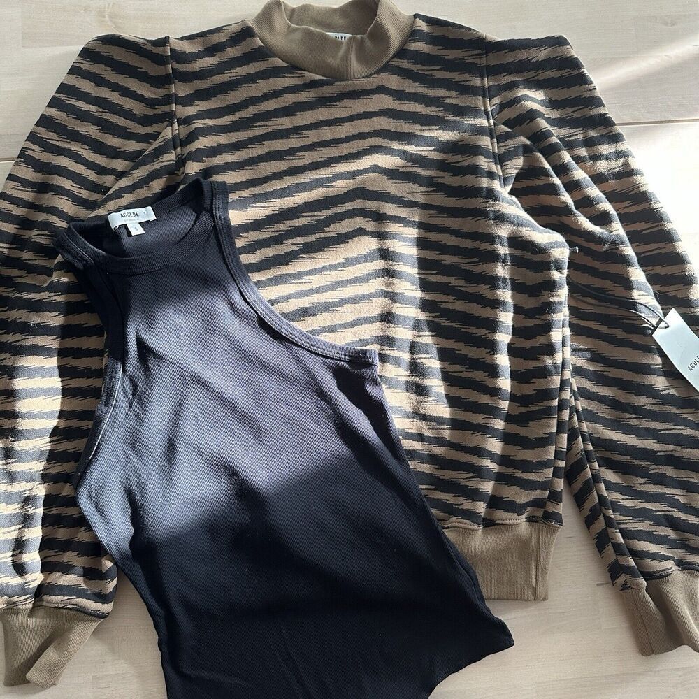 Agolde Sweatshirt‎ Bodysuit Lot Womens S XS Crew Neck Folded Sleeve Sweater Top - Picture 2 of 8